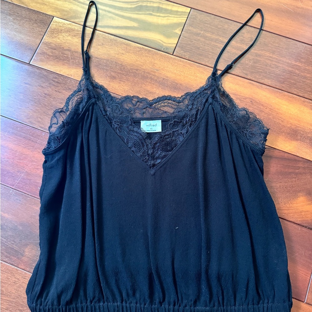 Aritzia Wilfred Black Lace Trim Camisole